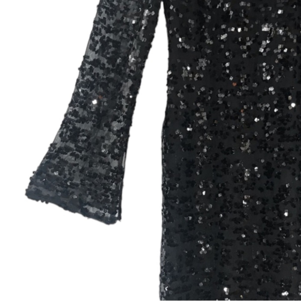 DKNY Black Sequin Bell Sleeve Cocktail dress Small to Medium - Picture 5 of 10